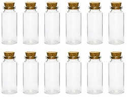 Buteleczki szklane z korkiem, 7,5cm 12szt.