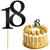 Topper na Tort LICZBA 18 Urodziny CZARNY