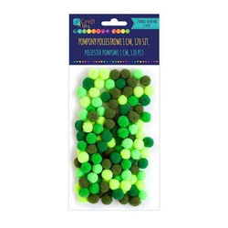 Pompony poliestrowe mix zielony, 120 szt.