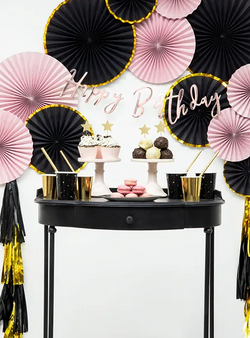 Girlanda Frędzle ZŁOTE Lustrzane CZARNE, 12szt.