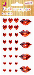Dżety Kryształki Samoprzylepne Czerwone SERCA USTA