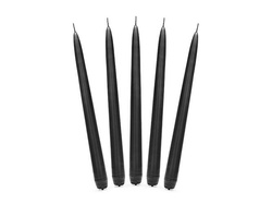 Świeca stożkowa matowa, czarny, 24cm, 10 szt.