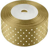 Wstążka satynowa w kropki Złota 22m, 38mm