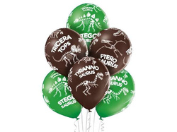 Balony lateksowe 12 cali, szkielety dino, 6 szt.