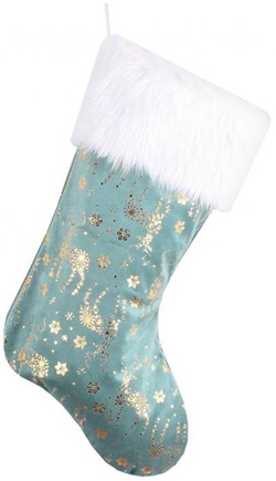 Skarpeta na Prezenty Błękitna Złote Renifery 22x49