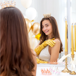 Dekoracja na Tort ZŁOTA KORONA Srebrne Kryształki