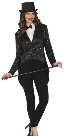 Czarny FRAK z Cekinami Marynarka Damska, M