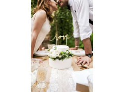 Topper na tort Love, złoty, 17 cm, 1 szt.