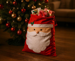 Worek Świąteczny na Prezenty Mikołaj z Brodą 50x70