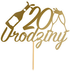 Topper na Tort 20 URODZINY Party ZŁOTY