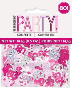 Konfetti Dekoracyjne 80 URODZINY Różowe 14g