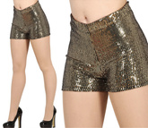 SPODENKI Krótkie ZŁOTE Cekiny Disco Party, L