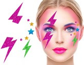 Naklejki Biżuteria Ozdoba Twarz Disco Błyskawica