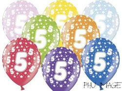 Balony z nadrukiem 5 urodziny, 5 szt. 1 op.