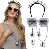 Zestaw Disco Lata 80 Srebrny 5el.