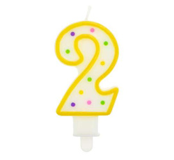 Świeczka cyferka "2" kropki 7,5 cm, 1 szt