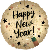 Balon Foliowy Złoty Happy New Year Szampan 45cm