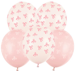 Balony Lateksowe RÓŻOWE KOKARDKI Mix Urodziny 5szt