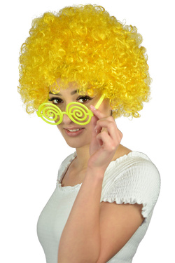 Peruka ŻÓŁTE AFRO Kręcone Loczki Loki DISCO