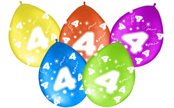 Balony odwrotny nadruk cyfra 4 CZTERY, 1 szt.