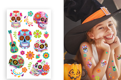 Tatuaże Zmywalne Kolorowe Czaszki HALLOWEEN Catrin