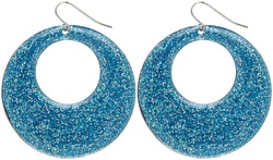 Kolczyki Brokatowe Niebieskie Holo DISCO Lata 80