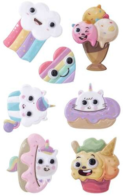 Naklejki Puffy Wypukłe Kolorowe SŁODKOŚCI 7szt.