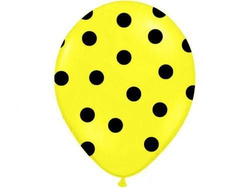 Balony 14'' żółte w czarne kropki, 5 szt.