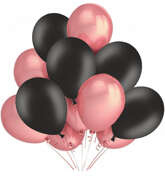Zestaw Balonów Różowe Złoto, Czarne 50szt