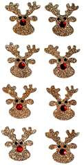 Naklejki Brokatowe 3D RENIFERY Święta 8szt.