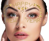 Naklejki Kryształki na Twarz HAPPY NEW YEAR Złote