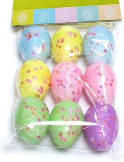 Pisanki brokatowe, 4cm, 9szt.