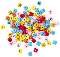 Drewniane Koraliki LITERY Kolorowe 1cm 100szt.