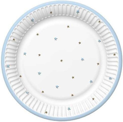 Talerzyki Papierowe Gwiazdki Niebieskie 18cm 8szt.