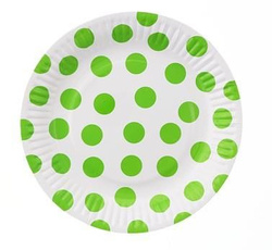 Talerzyki pap. "Groszki pistacjowe" 18 cm, 6 szt.