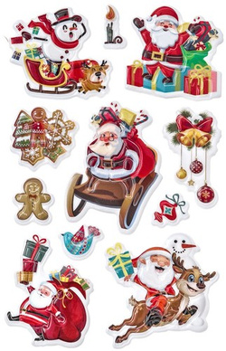 Naklejki Ozdobne Wypukłe MIKOŁAJE Święta 11szt.