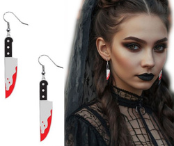KOLCZYKI Krwawe Zakrwawione NOŻE Halloween 2szt.