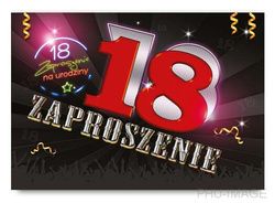 Zaproszenie na 18 urodziny, 1 szt.