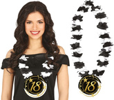 Naszyjnik na 18 Urodziny Kwiaty Biało Czarne Party