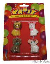 Świeczki na tort "ZWIERZĄTKA", 4 szt., 1 op.