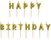 ŚWIECZKI na Tort HAPPY BIRTHDAY Urodziny Złote