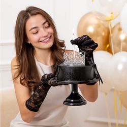 Dekoracja Ozdoba Tort Ciasto SREBRNA KORONA 10cm