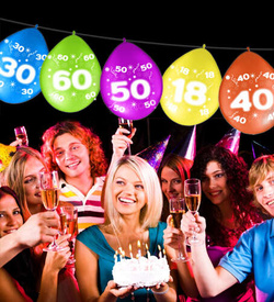 Balony odwrotny nadruk cyfra 50 PIĘĆDZIESIĄT, 5szt