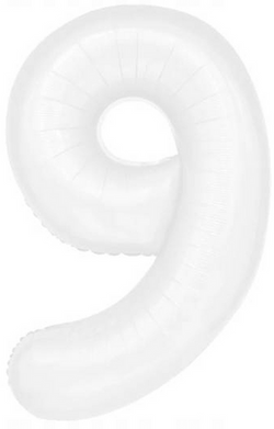 Balon Foliowy Cyfra 9 DZIEWIĘĆ Biały Party 100cm