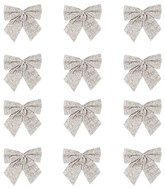 Kokardy Świąteczne Brokatowe SREBRNE 5cm 12szt.