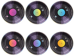 Talerzyki Płyta Winylowa Retro Disco 18cm 6szt.