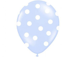 Balony 14'' błękit w białe kropki, 5 szt.