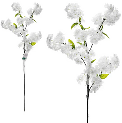 Sztuczny Kwiat Kwitnąca Wiśnia Biała, 97cm