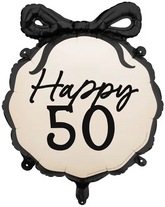 Balon Foliowy Happy 50 URODZINY Kokarda 47x53cm