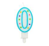 Świeczka cyferka "0" kropki 7,5 cm, 1 szt.